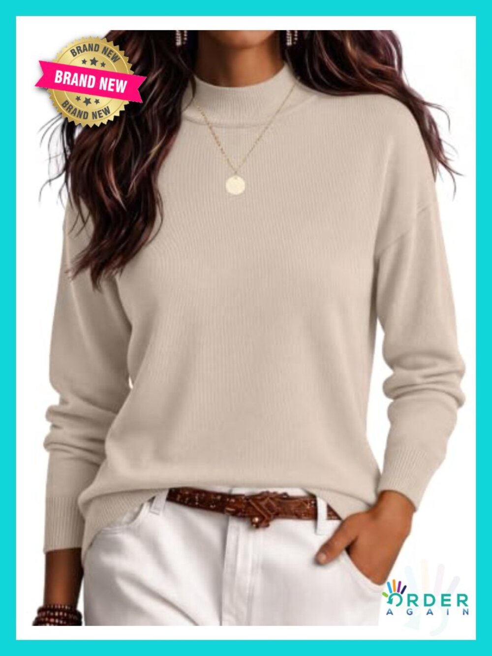 Soft Lightweight Knit Turtleneck Long Sleeve Pullover Sweater